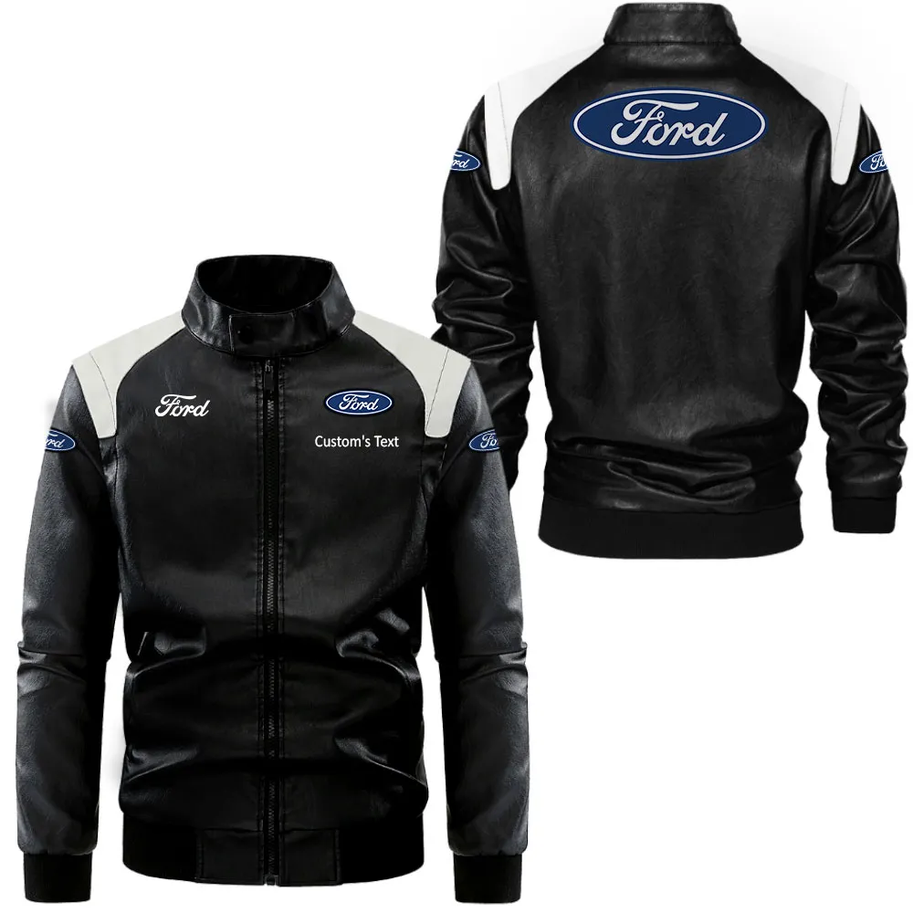 ford motor company lederjacke in schwarz wei fr auto fans allover print personalisierbar mit wunschname car0801062139 edkfc