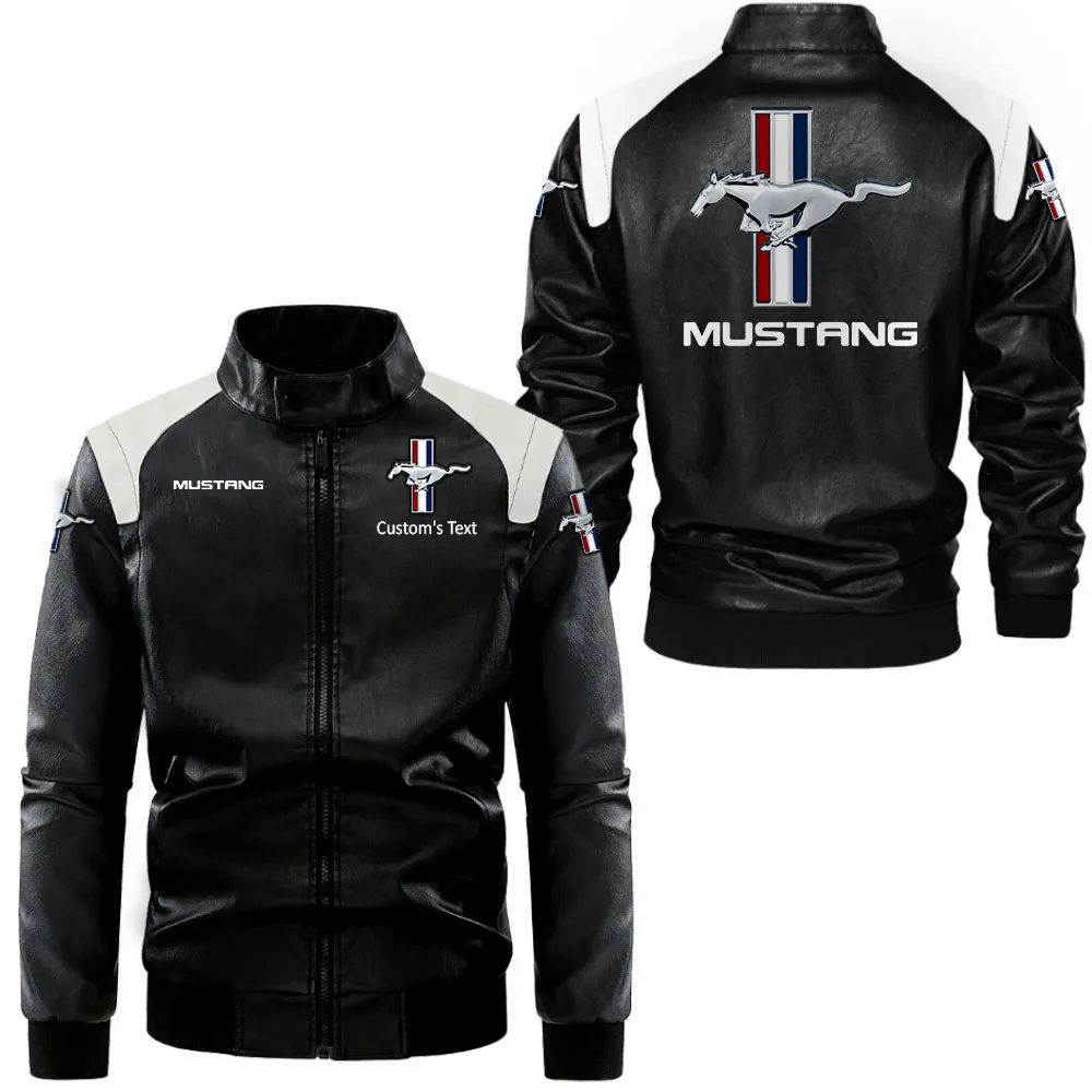 ford mustang lederjacke in schwarz wei fr auto fans allover print personalisierbar mit wunschname car0801062141