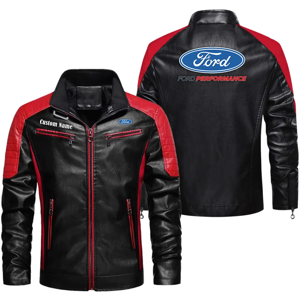 ford performance custom herren lederjacke fr autoliebhaber perfektes geschenk mit namen car0401022144 rot hurss