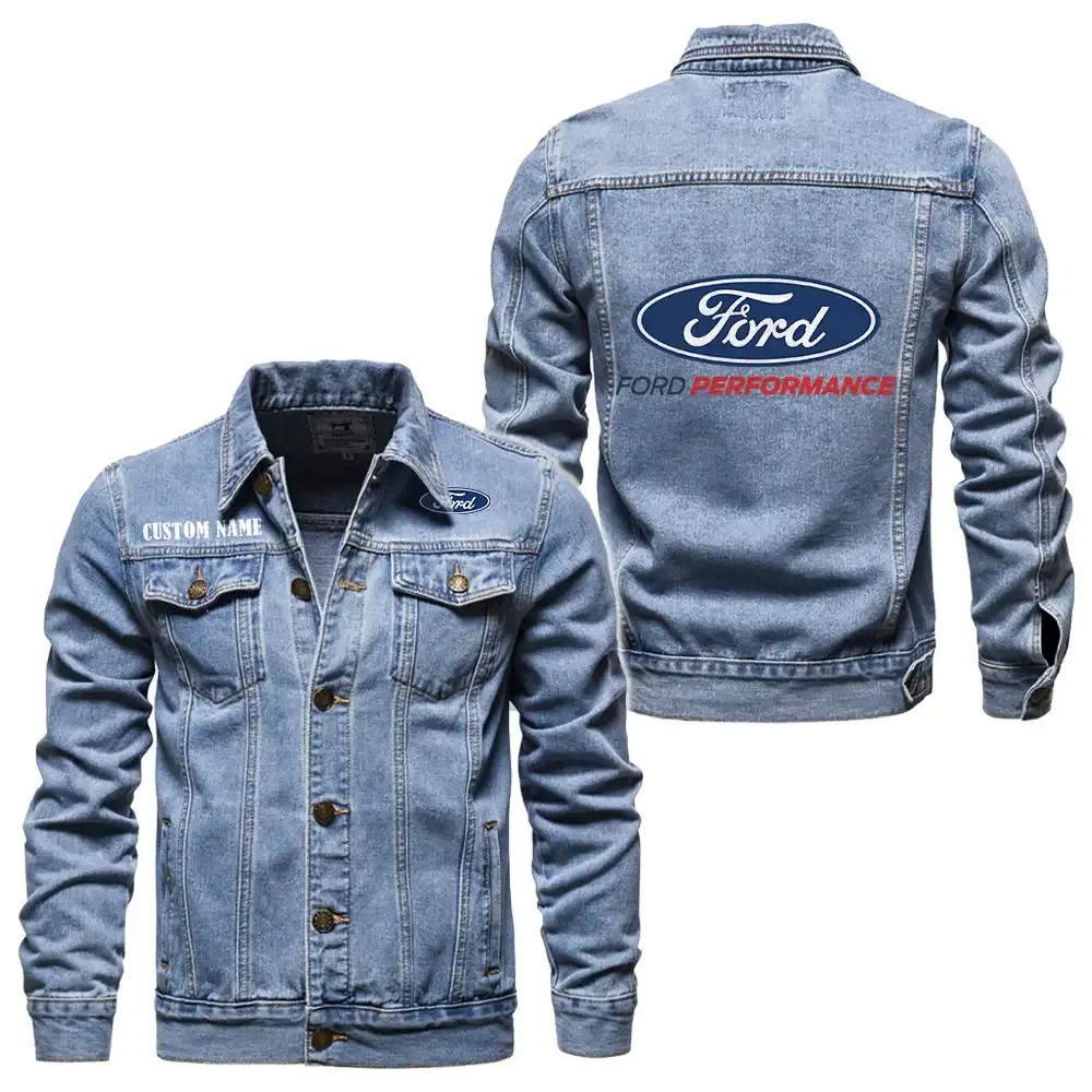 ford performance jeansjacke fr auto fans vintage stil mit wunschname personalisierbar car1901132115 hellblau