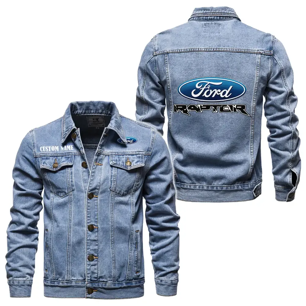 ford raptor jeansjacke fr auto fans vintage stil mit wunschname personalisierbar car1901132118 hellblau zhjih