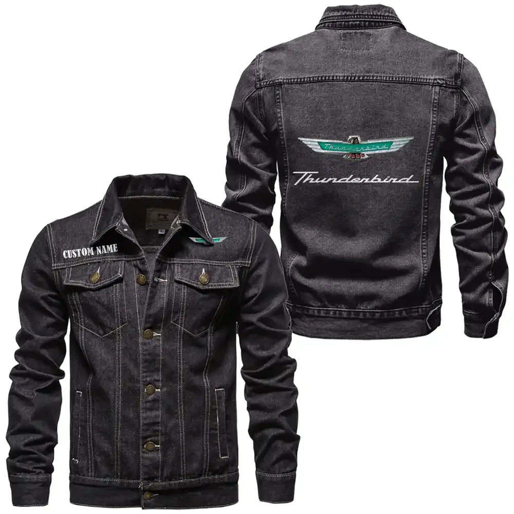 ford thunderbird jeansjacke fr auto fans vintage stil mit wunschname personalisierbar car1901132119 schwarz r4wae