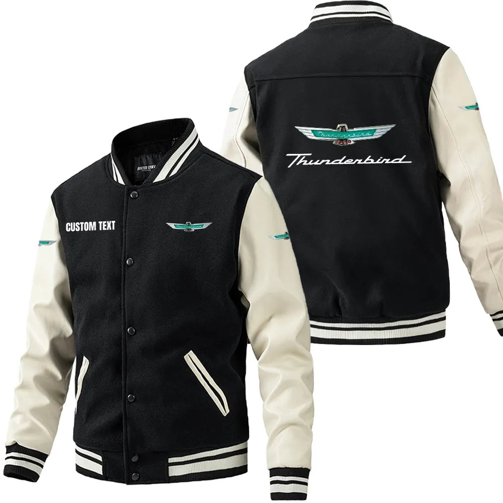 ford thunderbird leder baseballjacke fr auto fans rmel mit all over print personalisierbar mit wunschname car1801112098 schwarz wei 4utbk