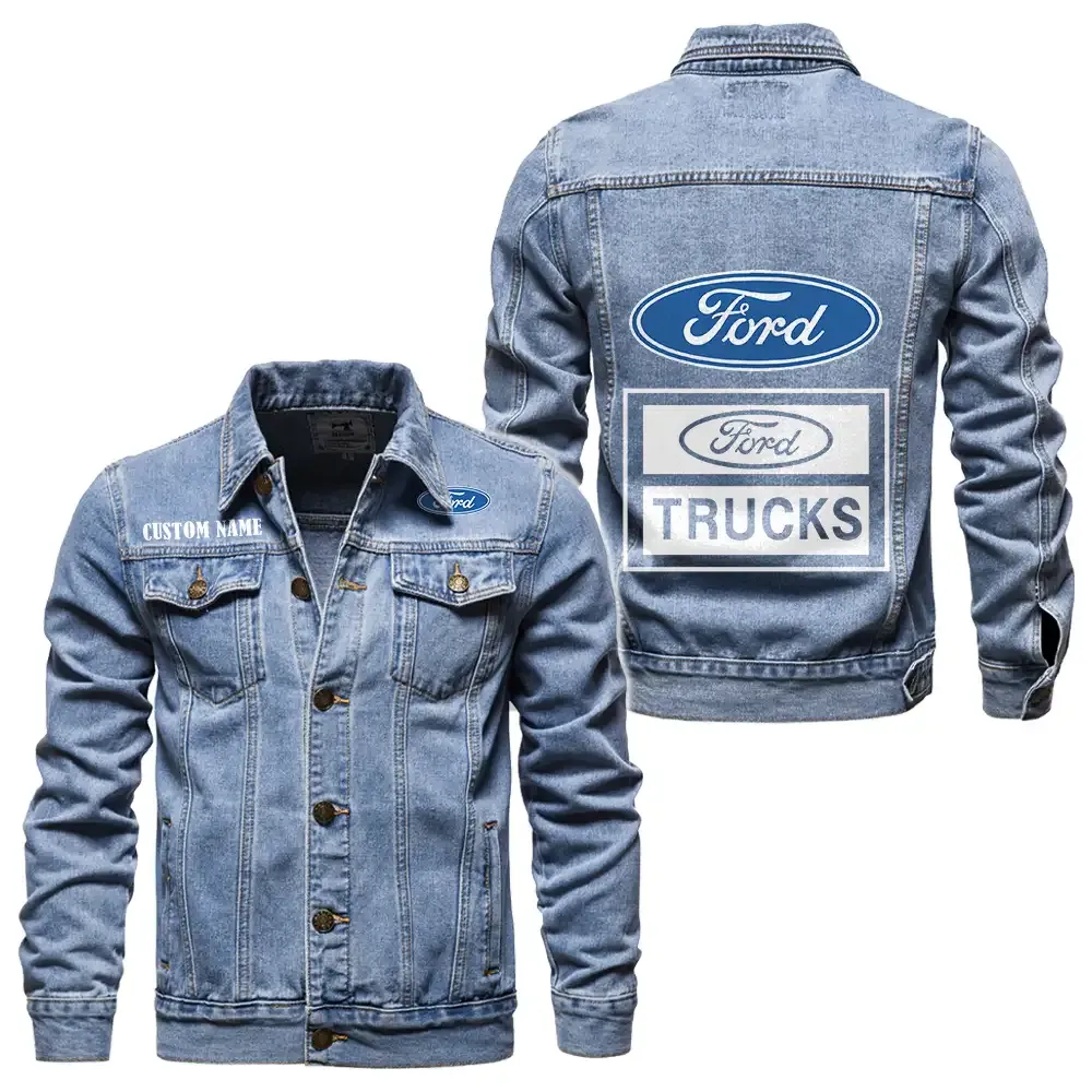Ford truck Jeansjacke für Auto-Fans – Vintage-Stil mit Wunschname personalisierbar CAR1901132120 - Hellblau