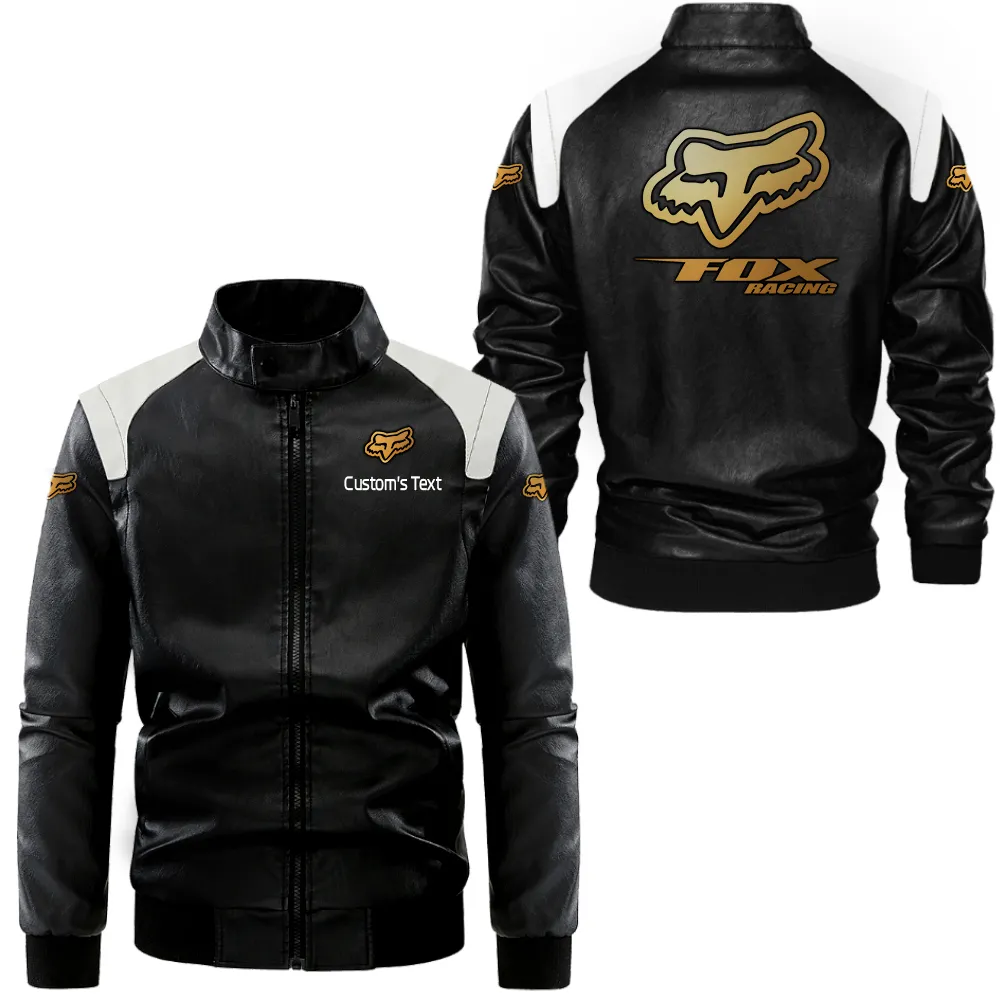 fox racing lederjacke in schwarz wei fr auto fans allover print personalisierbar mit wunschname car0801062151 pnlos