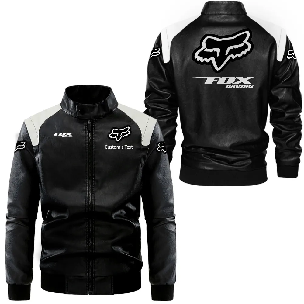 fox racing lederjacke in schwarz wei fr auto fans allover print personalisierbar mit wunschname car0801062152 ff3cu