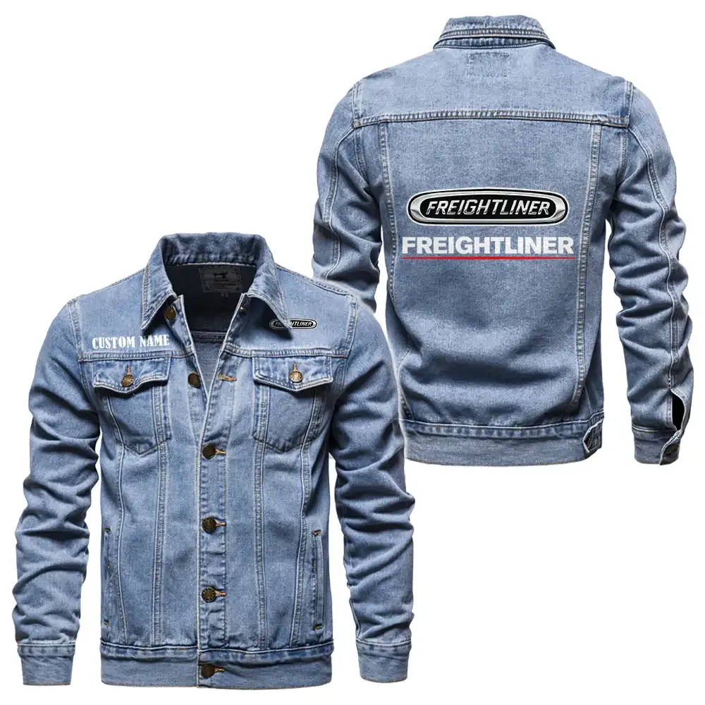 Freightliner Group Jeansjacke für Auto-Fans – Vintage-Stil mit Wunschname personalisierbar CAR1901132121 - Hellblau