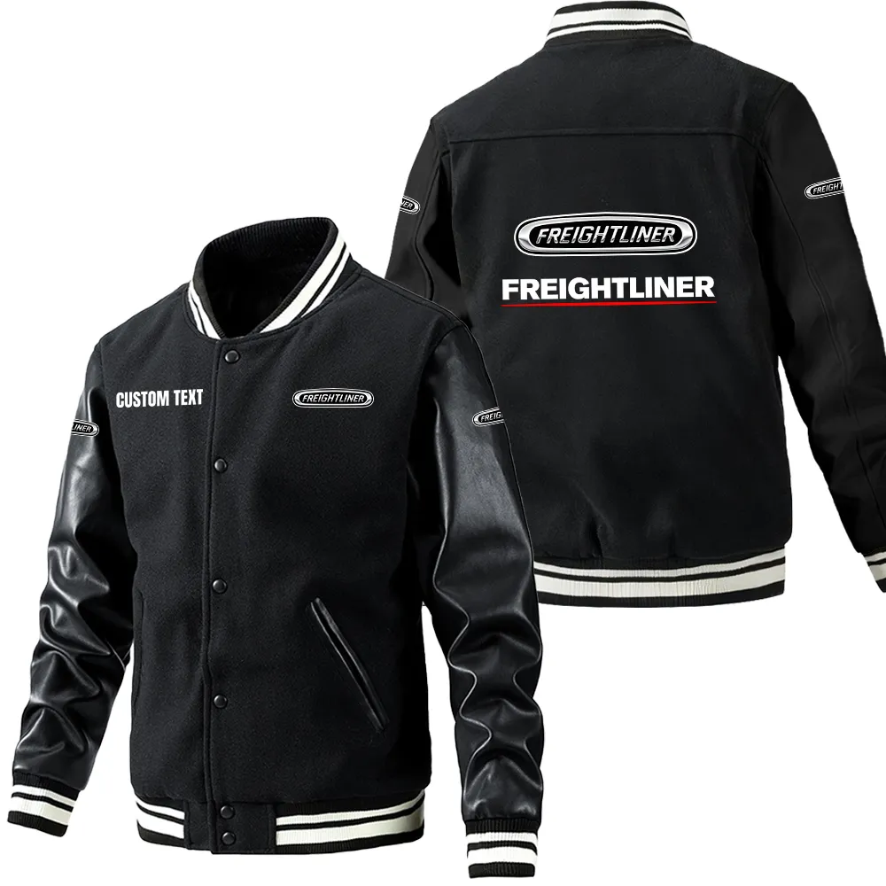freightliner leder baseballjacke fr auto fans rmel mit all over print personalisierbar mit wunschname car1801112100 schwarz 9zacl