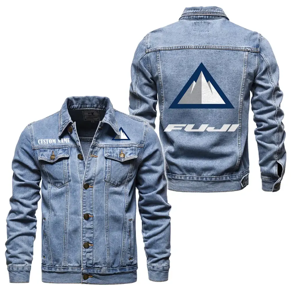 Fuji Bikes Jeansjacke für Auto-Fans – Vintage-Stil mit Wunschname personalisierbar CAR1901132122 - Hellblau