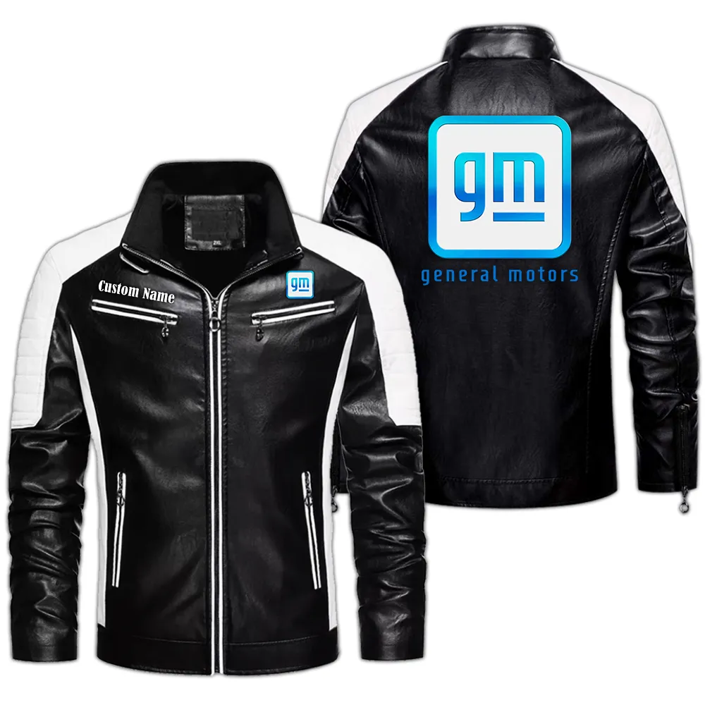 General Motors Custom Herren Lederjacke für Autoliebhaber, Perfektes Geschenk mit Namen  CAR0401022152 - Schwarz