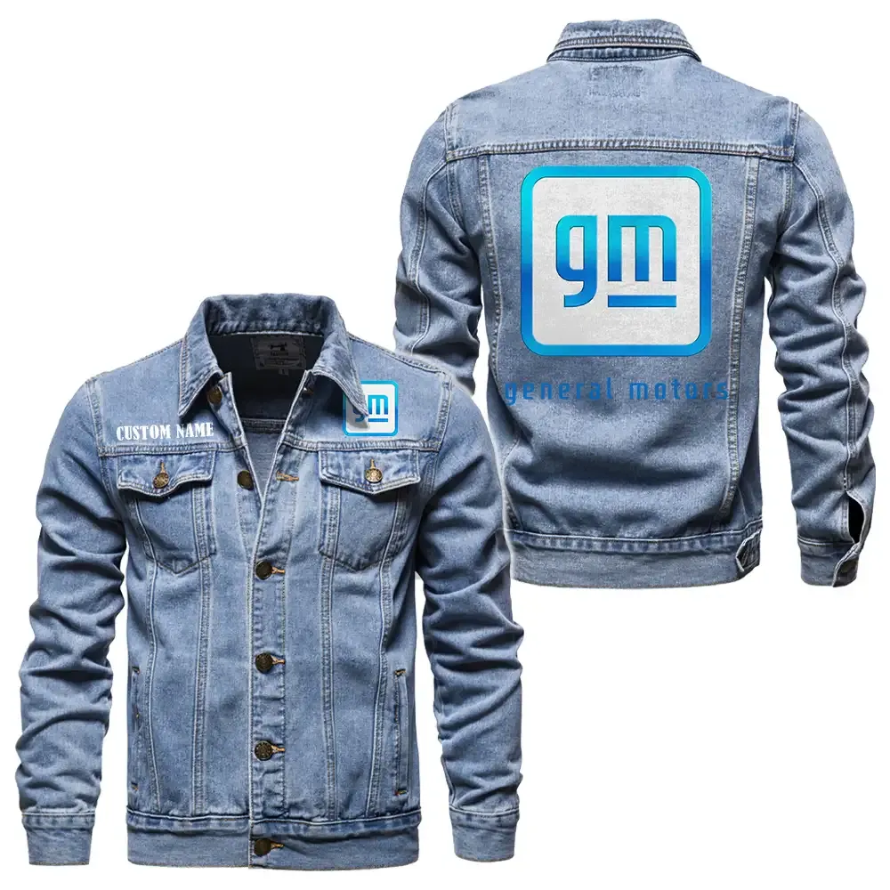 General Motors Jeansjacke für Auto-Fans – Vintage-Stil mit Wunschname personalisierbar CAR1901132124 - Hellblau