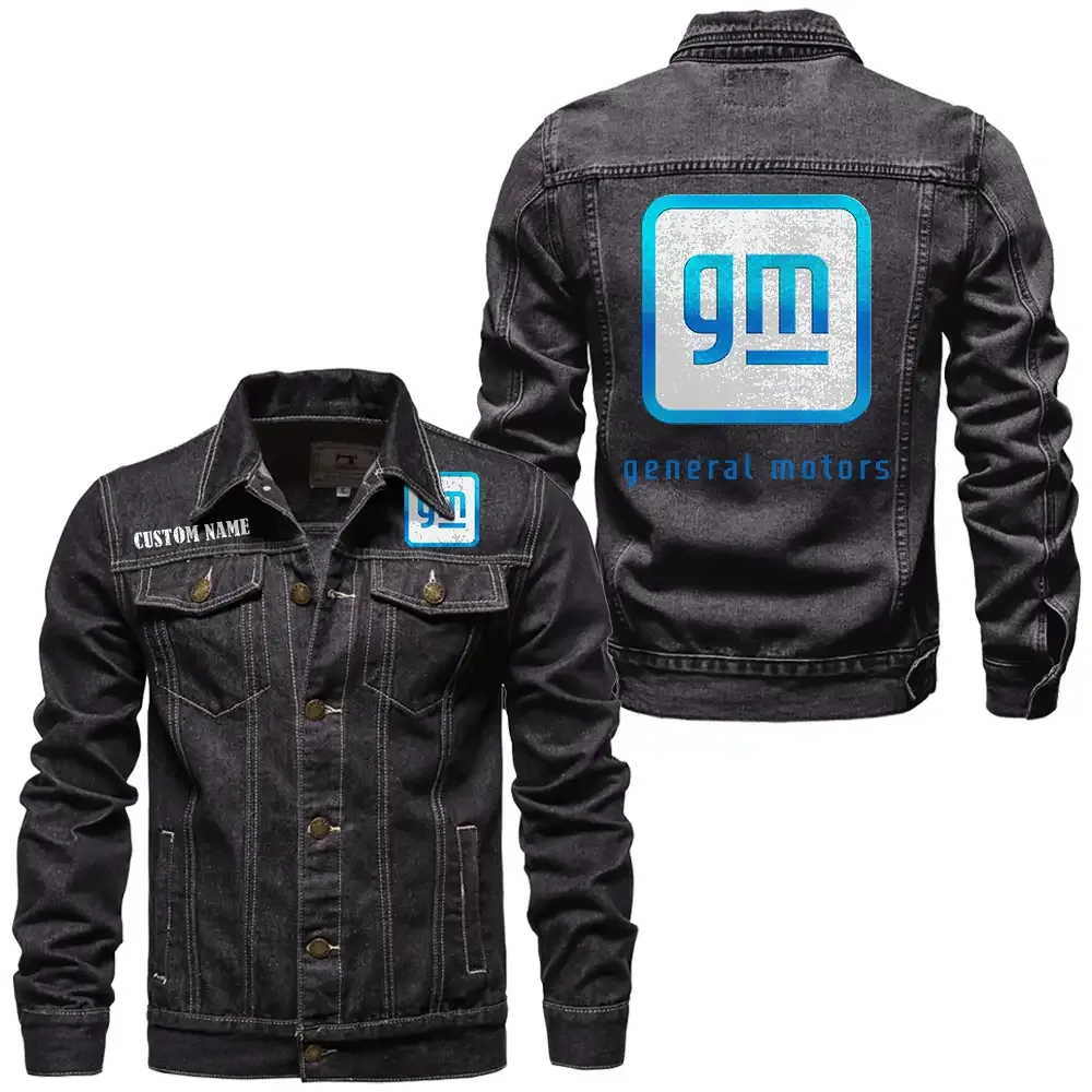 General Motors Jeansjacke für Auto-Fans – Vintage-Stil mit Wunschname personalisierbar CAR1901132124 - Schwarz