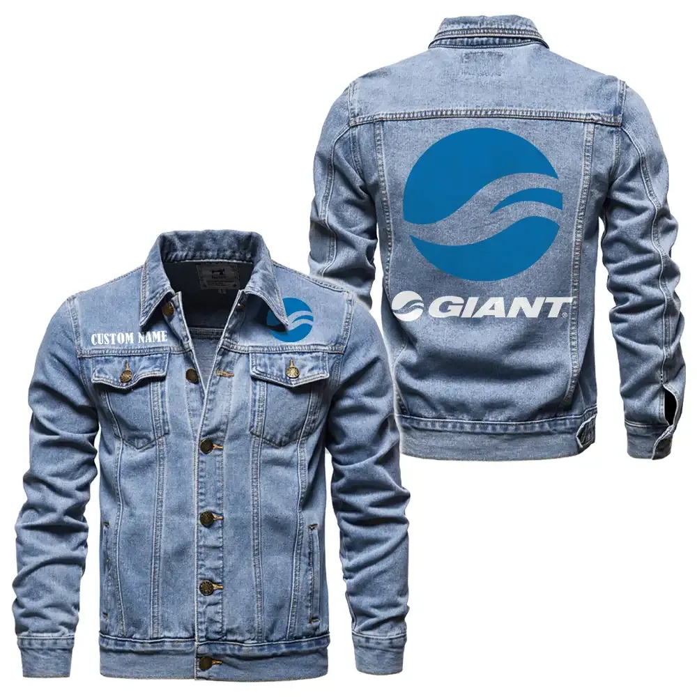 Giant Bicycles Jeansjacke für Auto-Fans – Vintage-Stil mit Wunschname personalisierbar CAR1901132125 - Hellblau