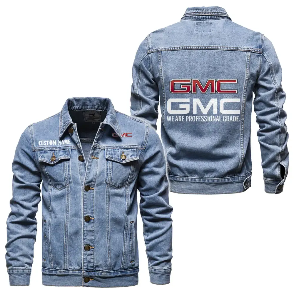 gmc jeansjacke fr auto fans vintage stil mit wunschname personalisierbar car1901132126 hellblau gfqy5