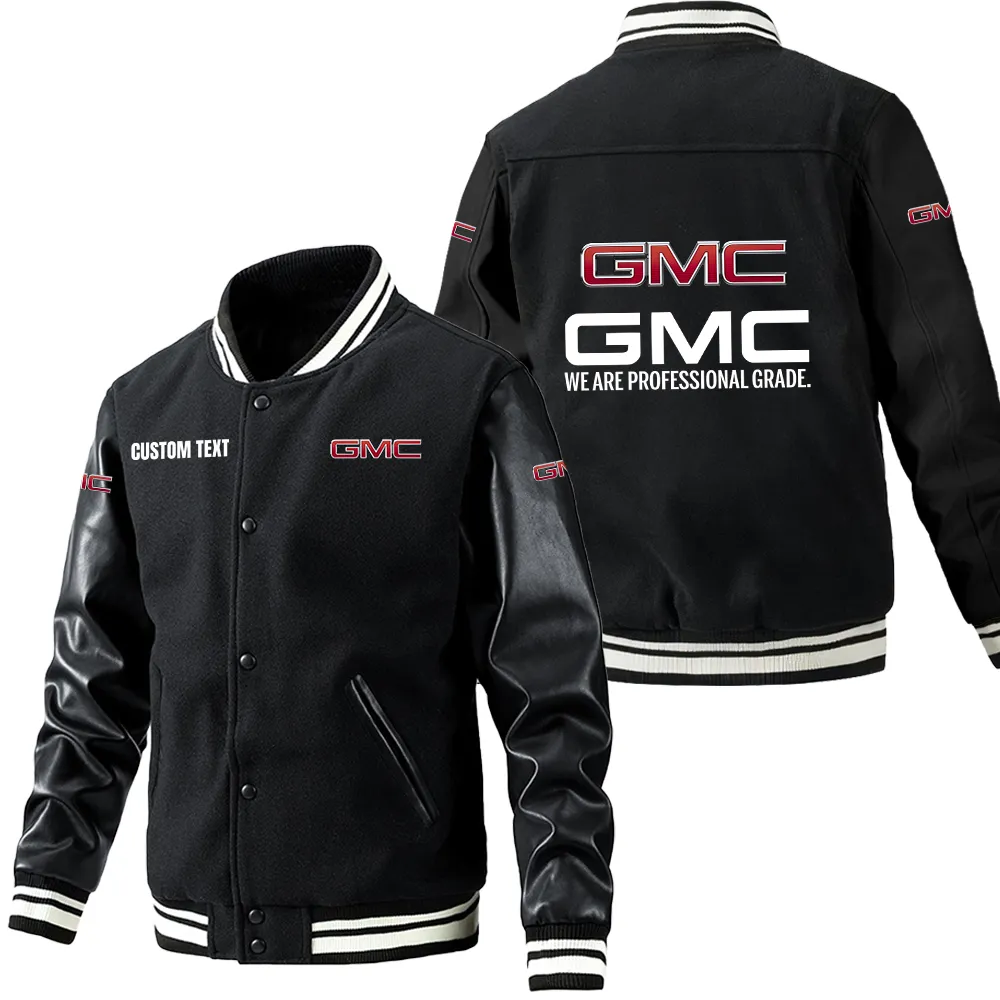 gmc leder baseballjacke fr auto fans rmel mit all over print personalisierbar mit wunschname car1801112102 schwarz kz5dw