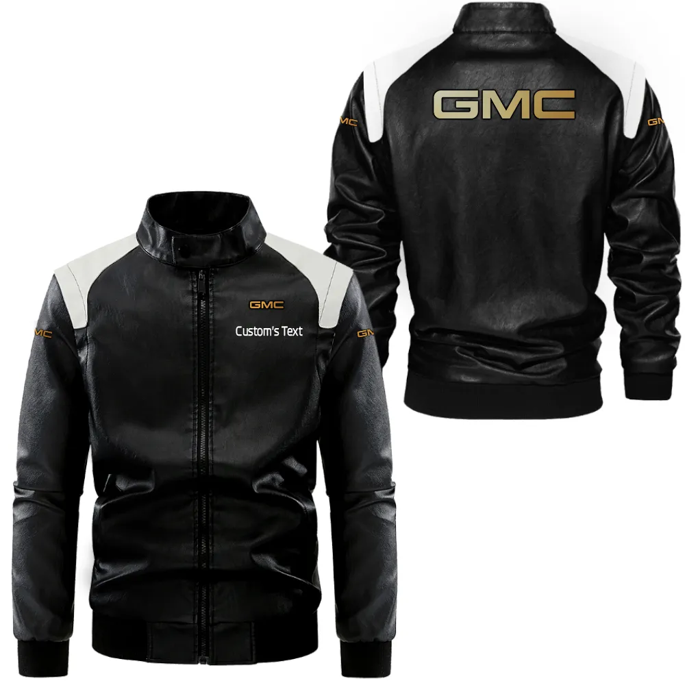 gmc lederjacke in schwarz wei fr auto fans allover print personalisierbar mit wunschname car0801062158 ecod0