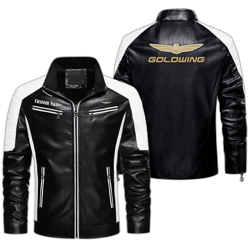 Goldwing Custom Herren Lederjacke für Autoliebhaber, Perfektes Geschenk mit Namen  CAR0401022154 - Schwarz