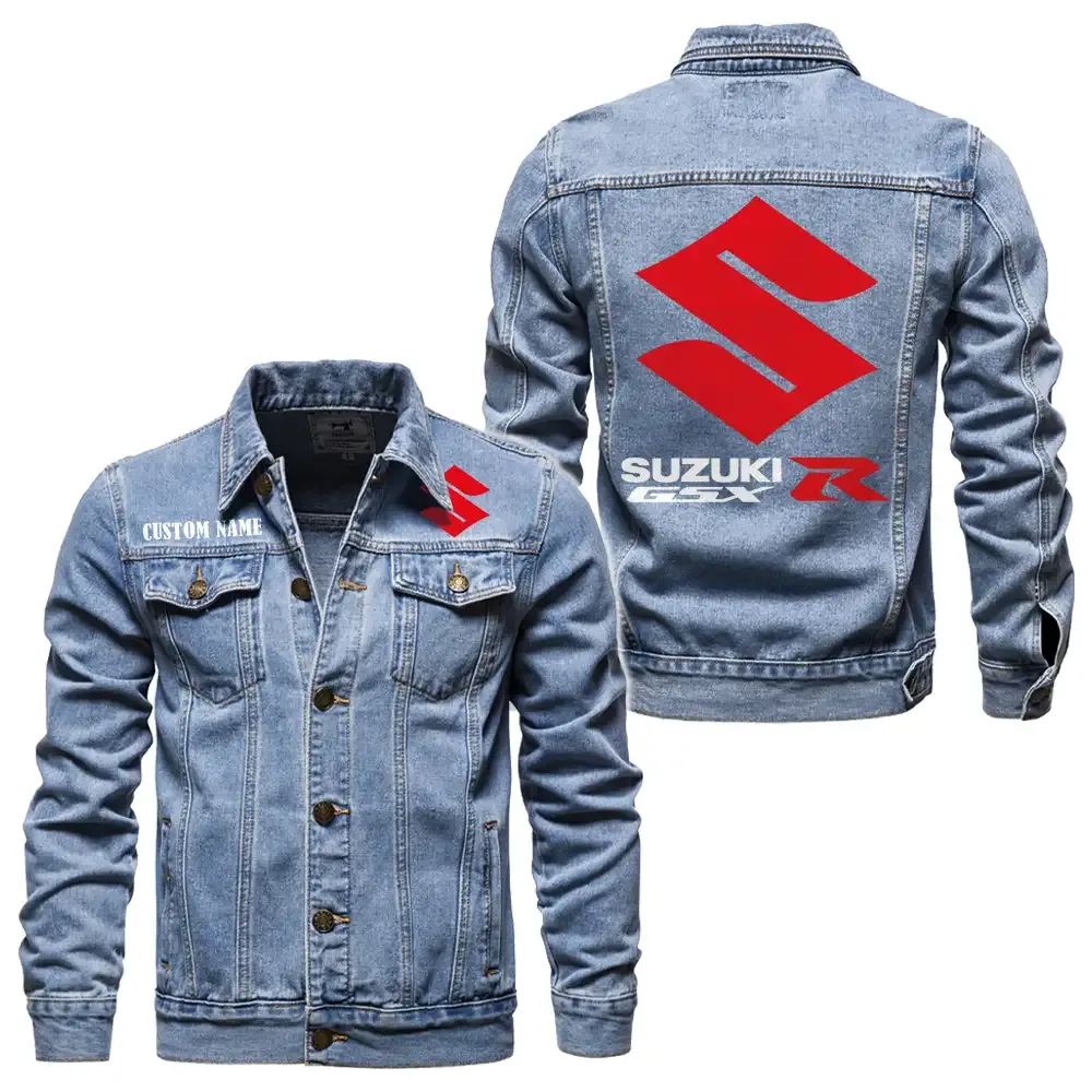 Gsx Jeansjacke für Auto-Fans – Vintage-Stil mit Wunschname personalisierbar CAR1901132129 - Hellblau