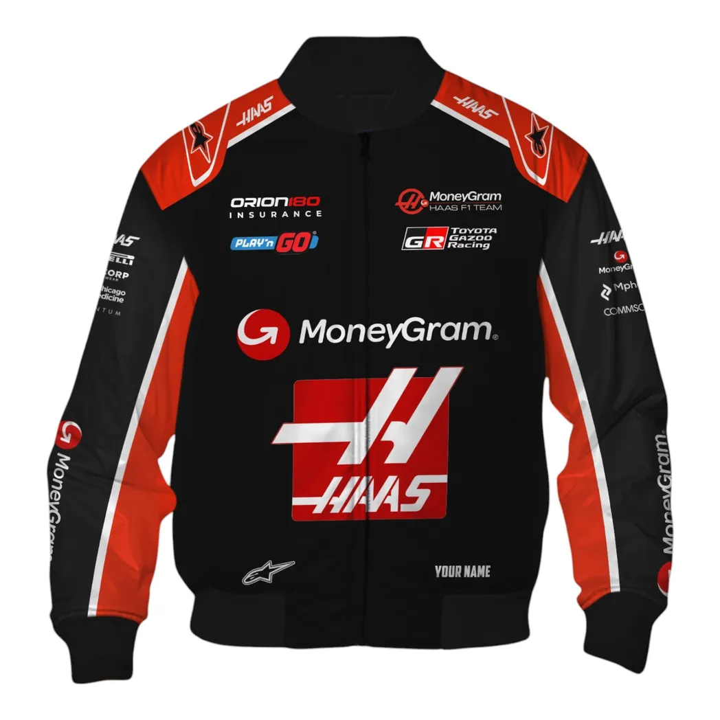 haas f1 personalisierte bomberjacke fr auto liebhaber vintage 3d print namensdruck car418050925670