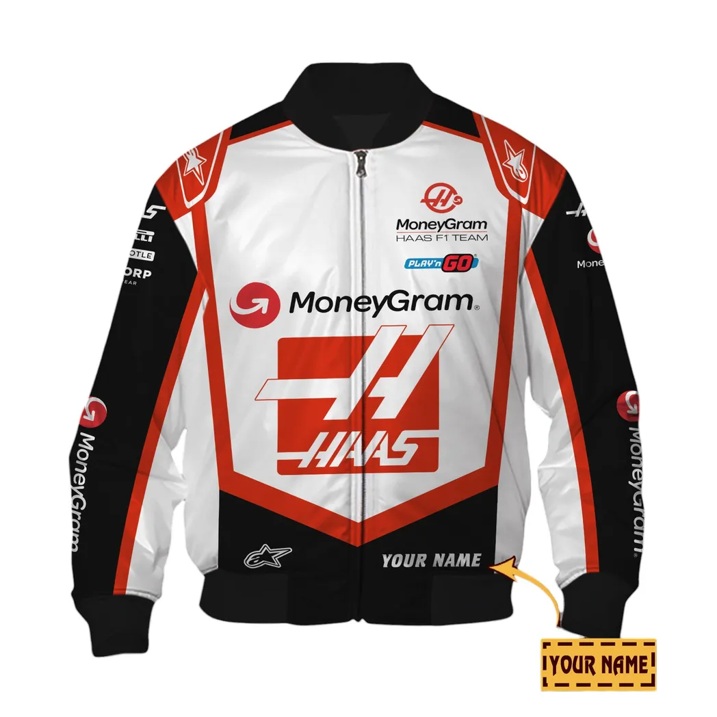 HAAS Personalisierte Bomberjacke für Auto-Liebhaber – Vintage 3D Print & Namensdruck HAAS CAR41304142506