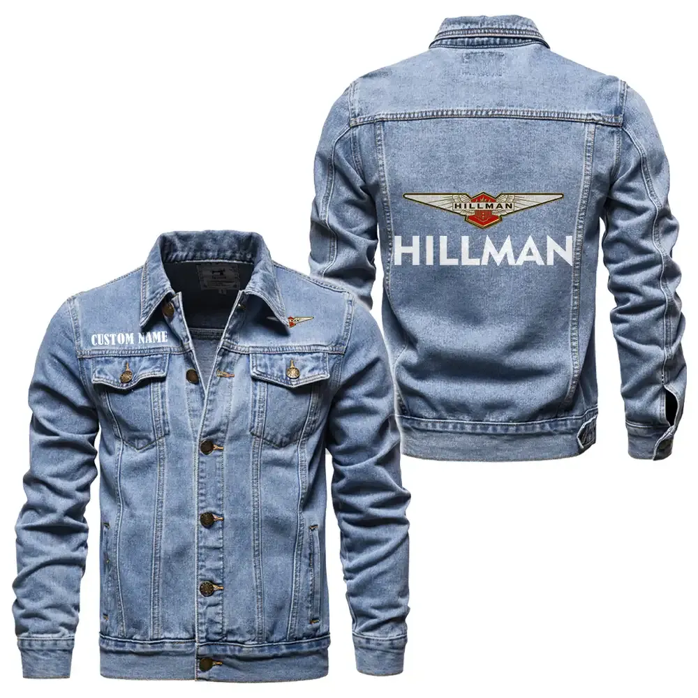 Hillman Jeansjacke für Auto-Fans – Vintage-Stil mit Wunschname personalisierbar CAR1901132131 - Hellblau