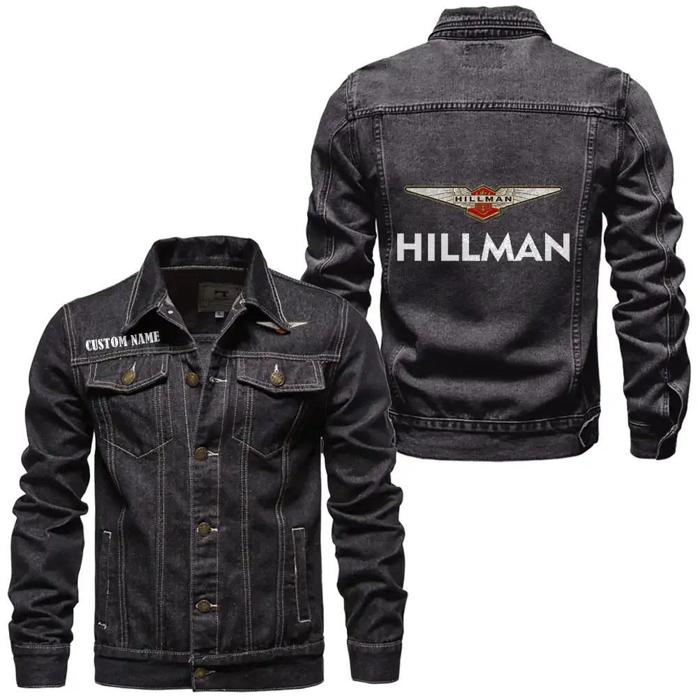 Hillman Jeansjacke für Auto-Fans – Vintage-Stil mit Wunschname personalisierbar CAR1901132131 - Schwarz