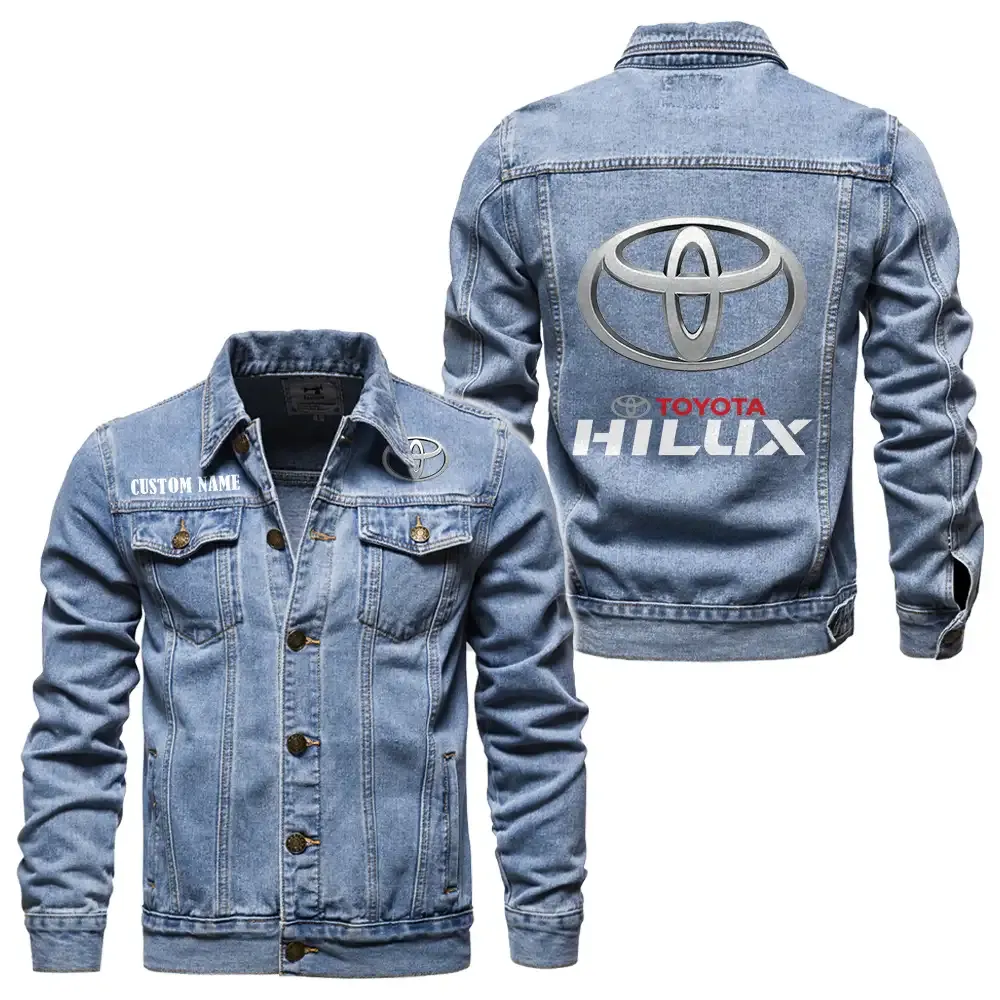 Hilux Jeansjacke für Auto-Fans – Vintage-Stil mit Wunschname personalisierbar CAR1901132133 - Hellblau