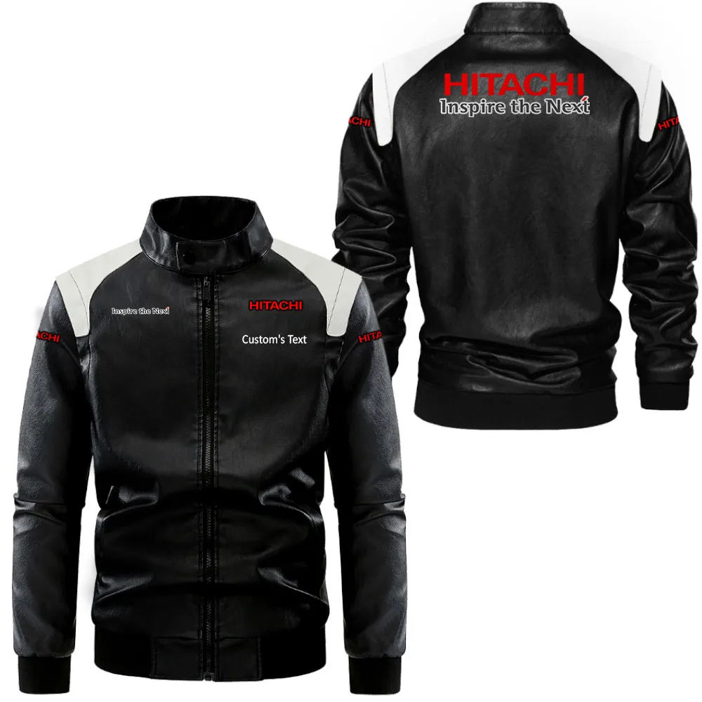 Hitachi Lederjacke in Schwarz-Weiß für Auto-Fans, Allover-Print, personalisierbar mit Wunschname CAR0801062166