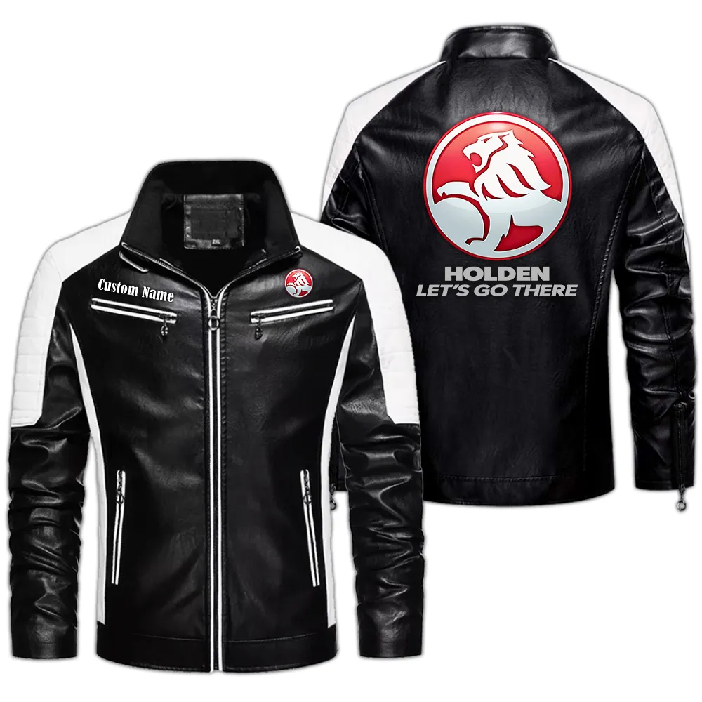 Holden Custom Herren Lederjacke für Autoliebhaber, Perfektes Geschenk mit Namen  CAR0401022160 - Schwarz