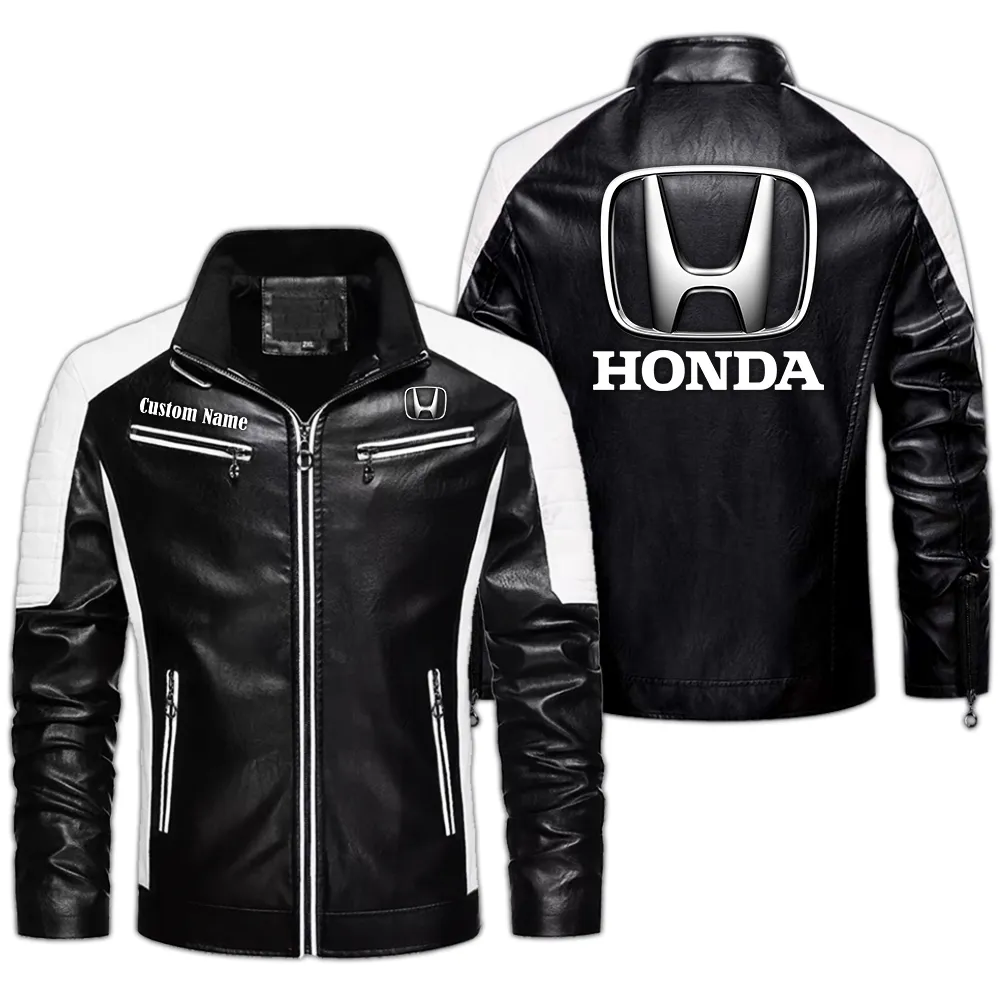 Honda CBR Custom Herren Lederjacke für Autoliebhaber, Perfektes Geschenk mit Namen  CAR0401022162 - Schwarz