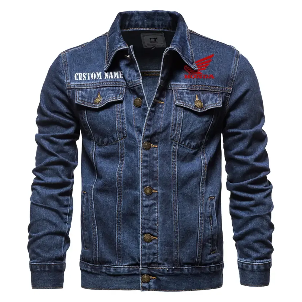 Honda CBR Jeansjacke für Auto-Fans – Vintage-Stil mit Wunschname personalisierbar CAR1901132137 - Dunkelblau
