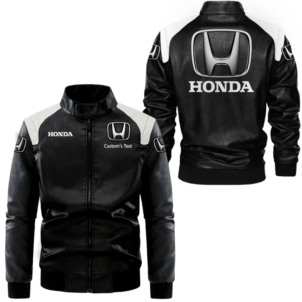 honda lederjacke in schwarz wei fr auto fans allover print personalisierbar mit wunschname car0801062172 n5gbg