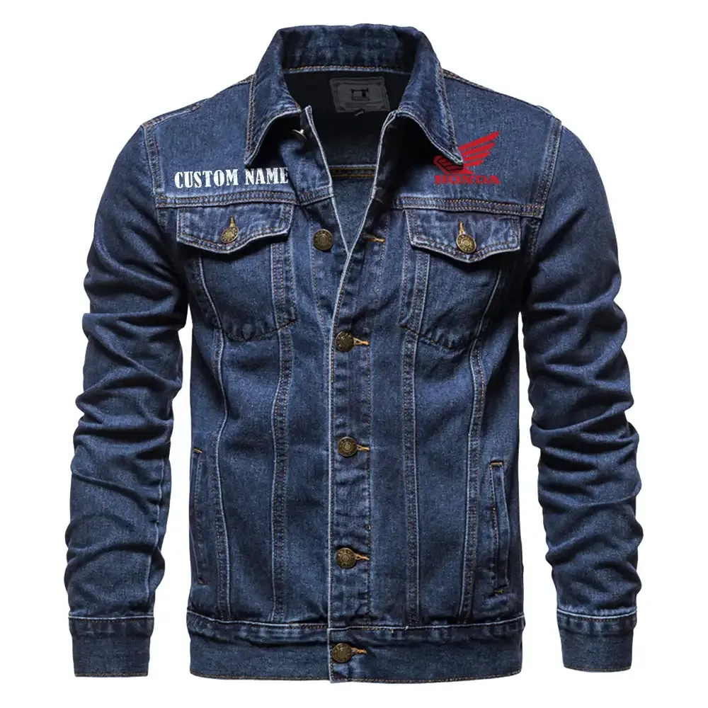 Honda Motor Jeansjacke für Auto-Fans – Vintage-Stil mit Wunschname personalisierbar CAR1901132140 - Dunkelblau