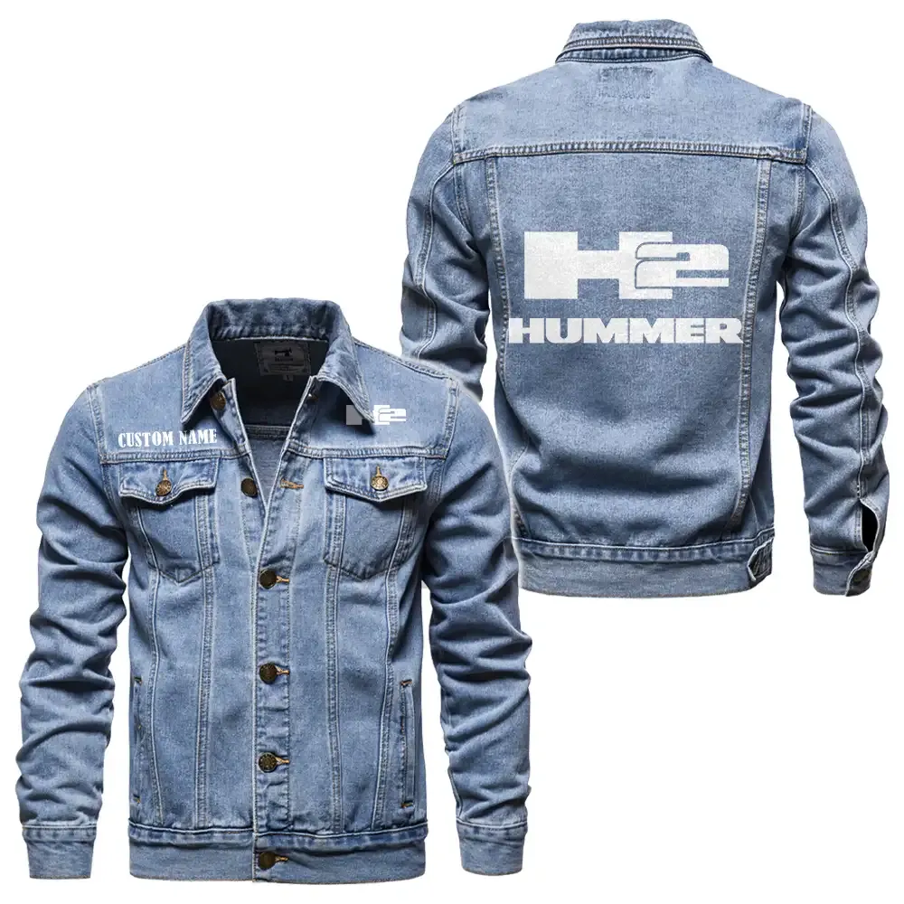 Hummer H2 Jeansjacke für Auto-Fans – Vintage-Stil mit Wunschname personalisierbar CAR1901132141 - Hellblau