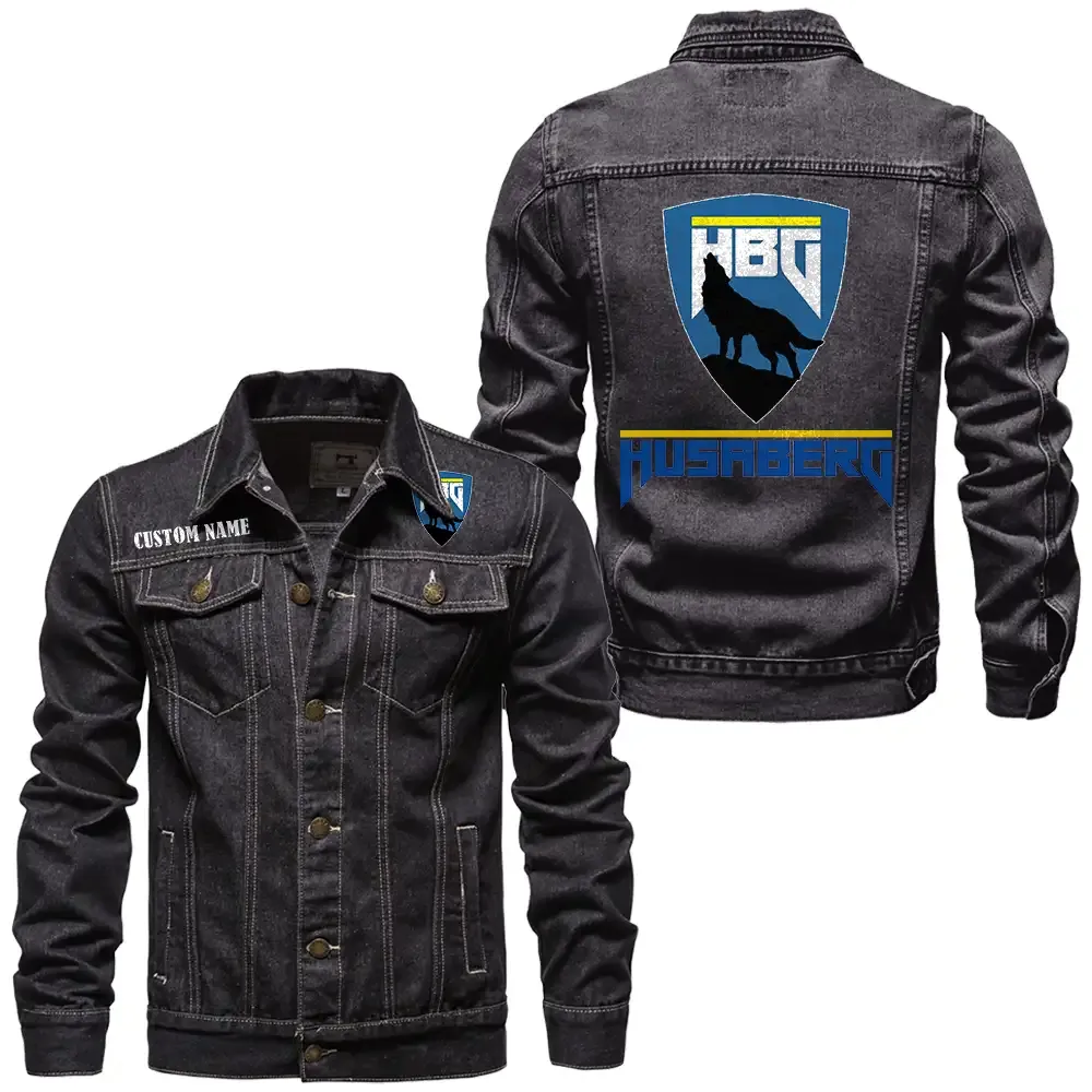 Husaberg Jeansjacke für Auto-Fans – Vintage-Stil mit Wunschname personalisierbar CAR1901132142 - Schwarz