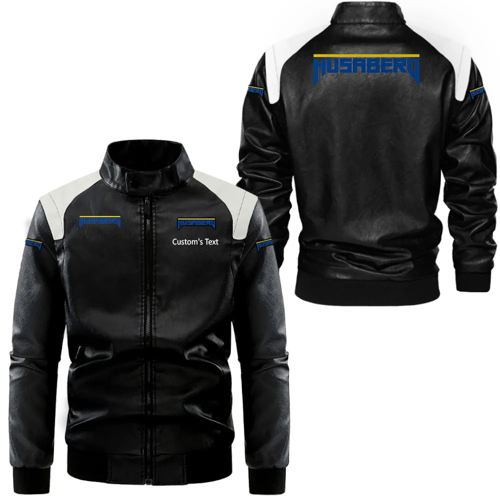 Husaberg Lederjacke in Schwarz-Weiß für Auto-Fans, Allover-Print, personalisierbar mit Wunschname CAR0801062176