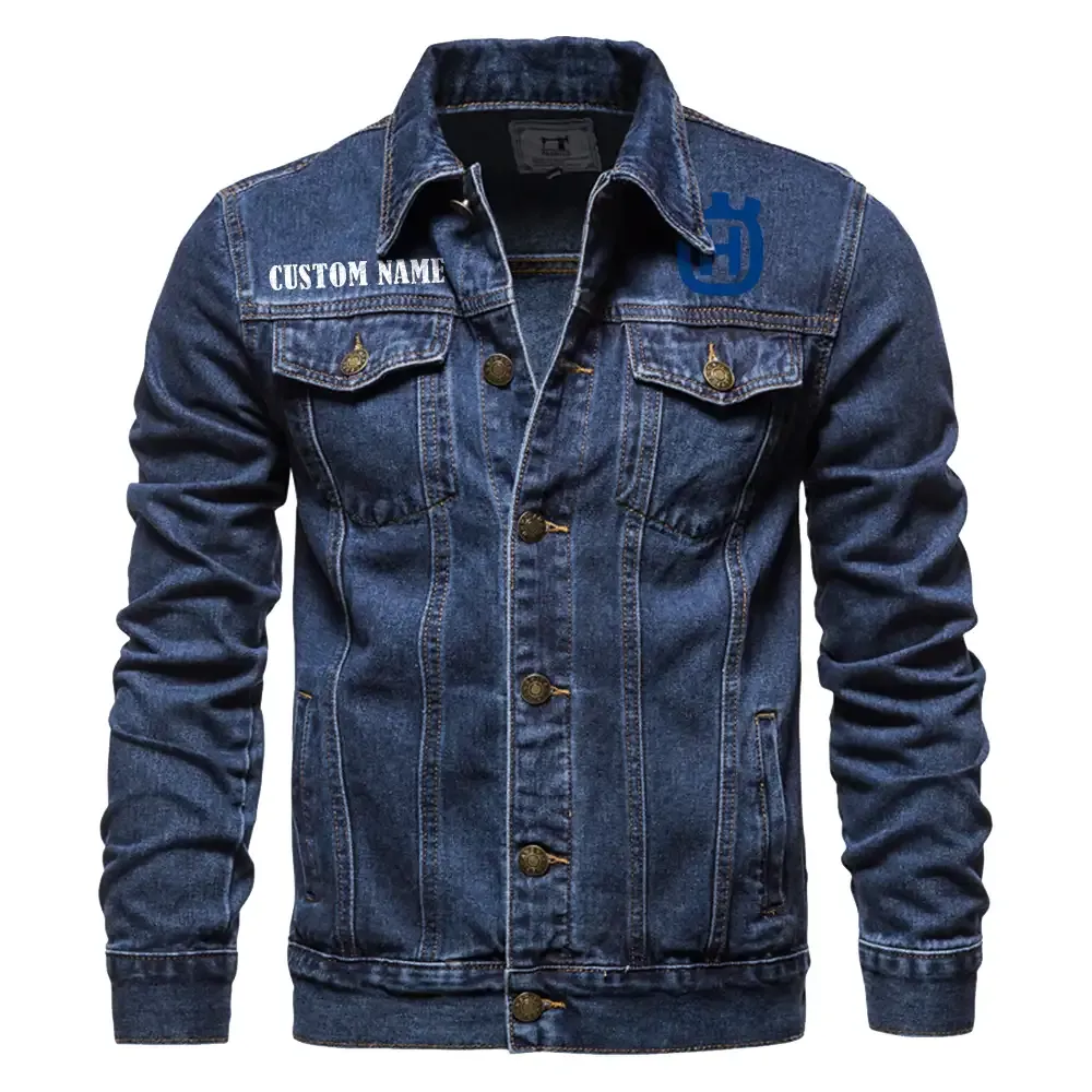 Husqvarna Jeansjacke für Auto-Fans – Vintage-Stil mit Wunschname personalisierbar CAR1901132143 - Dunkelblau