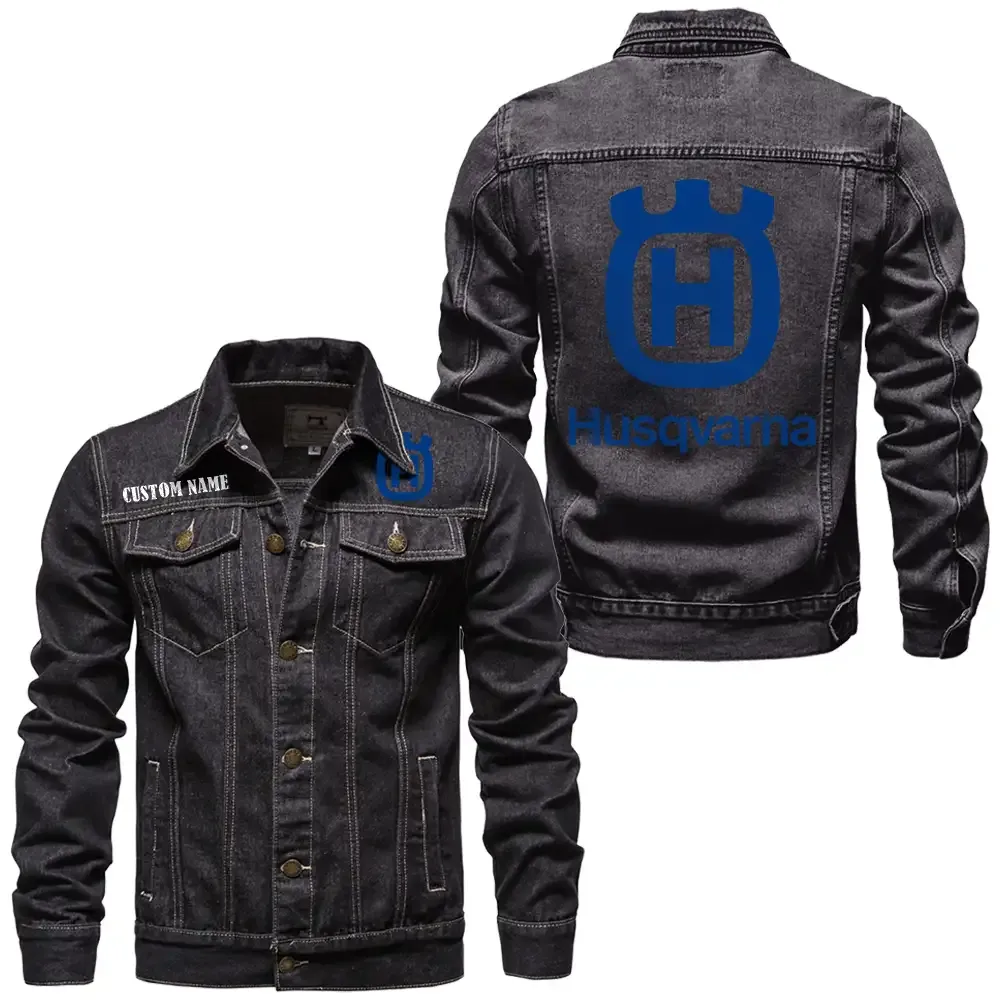 Husqvarna Jeansjacke für Auto-Fans – Vintage-Stil mit Wunschname personalisierbar CAR1901132143 - Schwarz