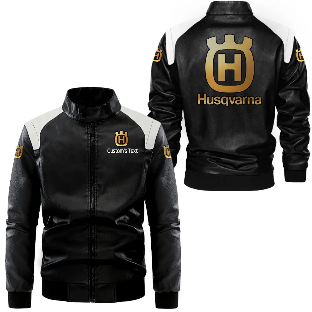 husqvarna lederjacke in schwarz wei fr auto fans allover print personalisierbar mit wunschname car0801062177