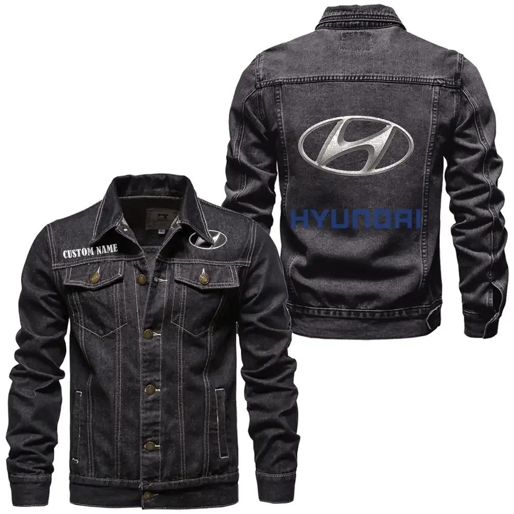 Hyundai Jeansjacke für Auto-Fans – Vintage-Stil mit Wunschname personalisierbar CAR1901132145 - Schwarz