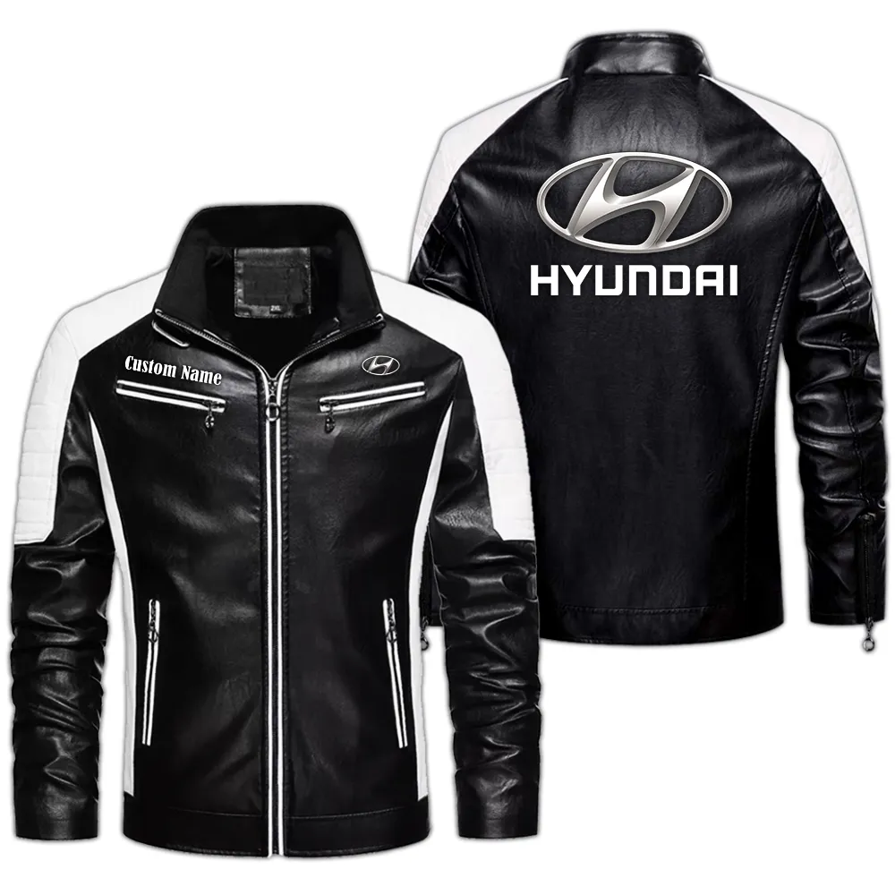 indian Custom Herren Lederjacke für Autoliebhaber, Perfektes Geschenk mit Namen  CAR0401022167 - Schwarz