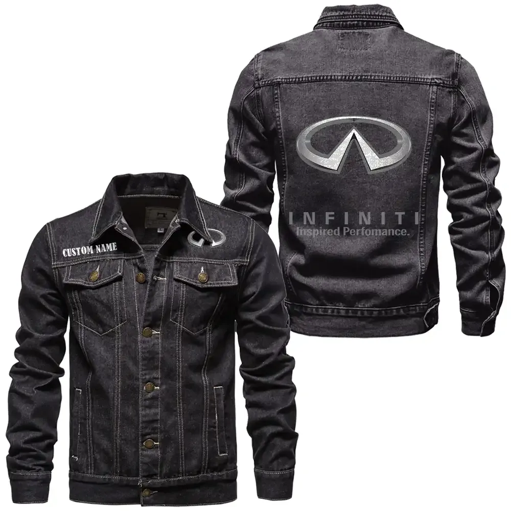 Infiniti Jeansjacke für Auto-Fans – Vintage-Stil mit Wunschname personalisierbar CAR1901132147 - Schwarz