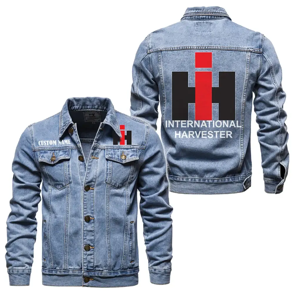 International Harvester Jeansjacke für Auto-Fans – Vintage-Stil mit Wunschname personalisierbar CAR1901132148 - Hellblau