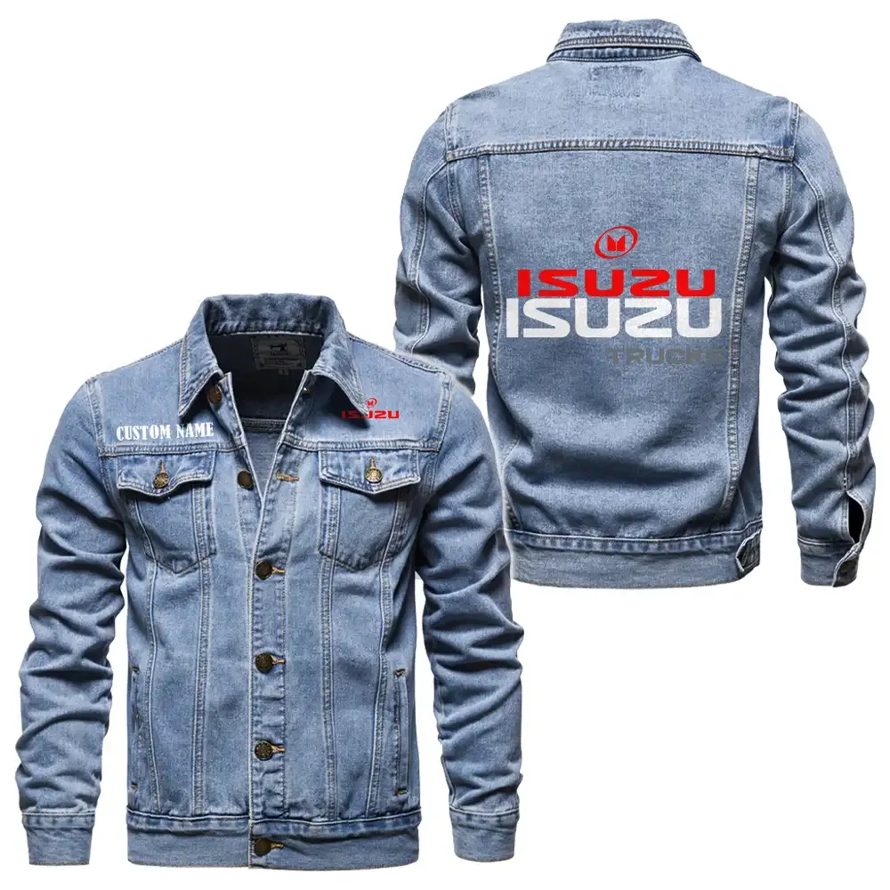 isuzu jeansjacke fr auto fans vintage stil mit wunschname personalisierbar car1901132149 hellblau fk6fr