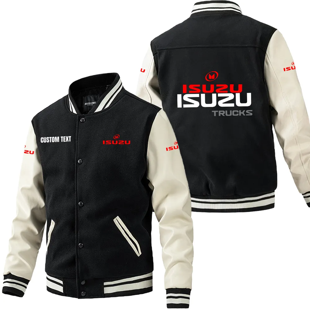 isuzu leder baseballjacke fr auto fans rmel mit all over print personalisierbar mit wunschname car1801112116 schwarz wei b5au9
