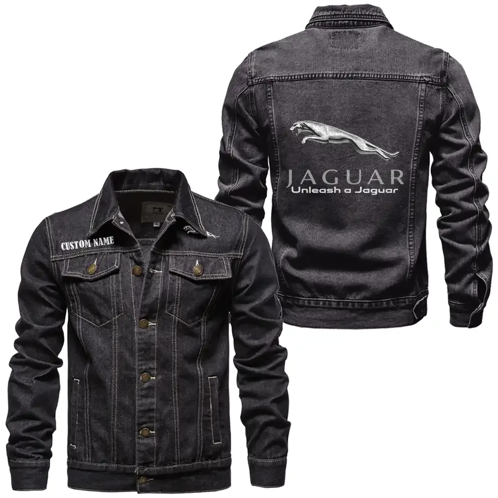 Jaguar Cars Jeansjacke für Auto-Fans – Vintage-Stil mit Wunschname personalisierbar CAR1901132151 - Schwarz