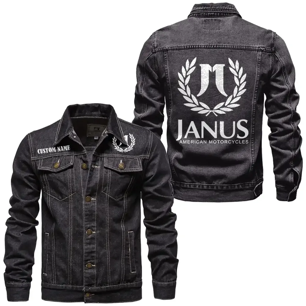 Janus Motorcycles Jeansjacke für Auto-Fans – Vintage-Stil mit Wunschname personalisierbar CAR1901132152 - Schwarz