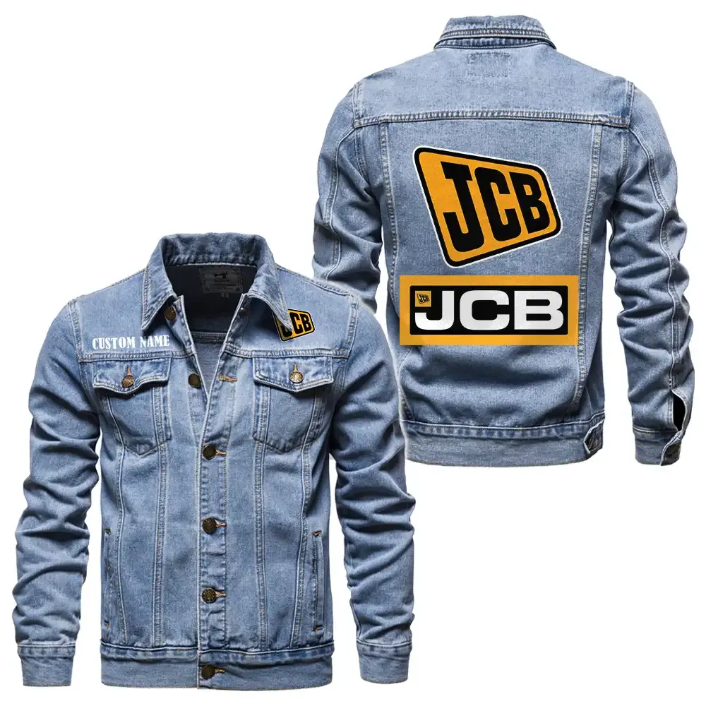Jcb Jeansjacke für Auto-Fans – Vintage-Stil mit Wunschname personalisierbar CAR1901132154 - Hellblau