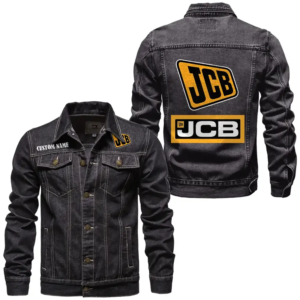 Jcb Jeansjacke für Auto-Fans – Vintage-Stil mit Wunschname personalisierbar CAR1901132154 - Schwarz