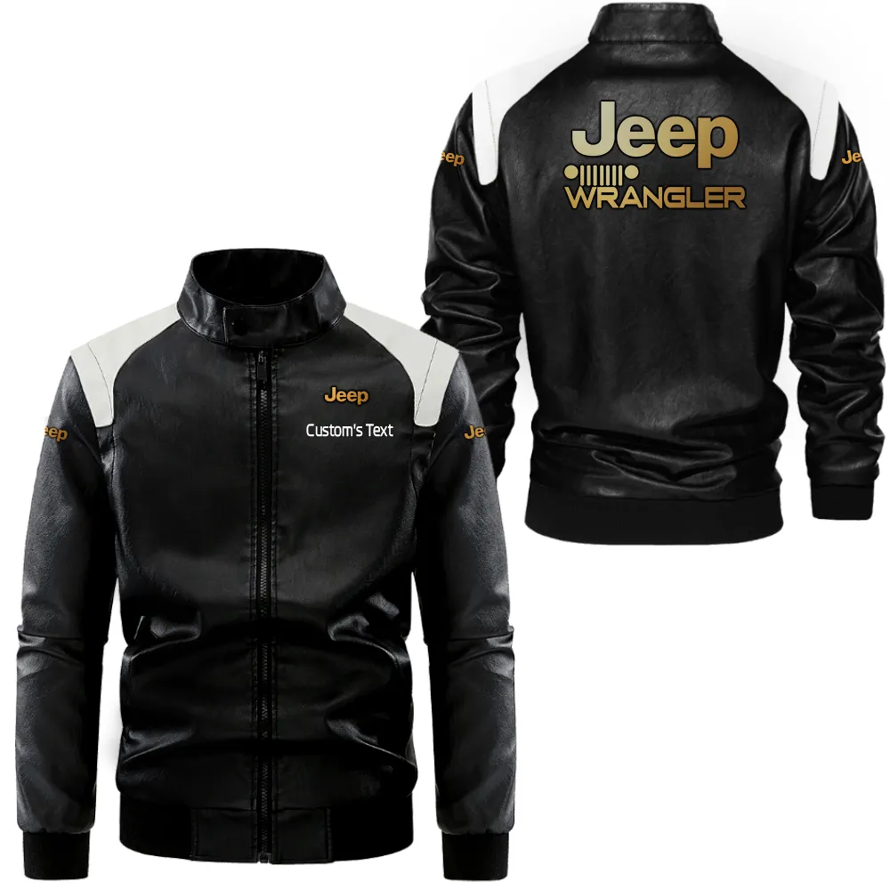 jeep wrangler lederjacke in schwarz wei fr auto fans allover print personalisierbar mit wunschname car0801062191 fnjj6